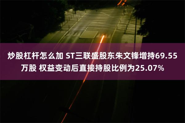 炒股杠杆怎么加 ST三联盛股东朱文锋增持69.55万股 权益变动后直接持股比例为25.07%