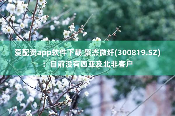 爱配资app软件下载 聚杰微纤(300819.SZ)：目前没有西亚及北非客户