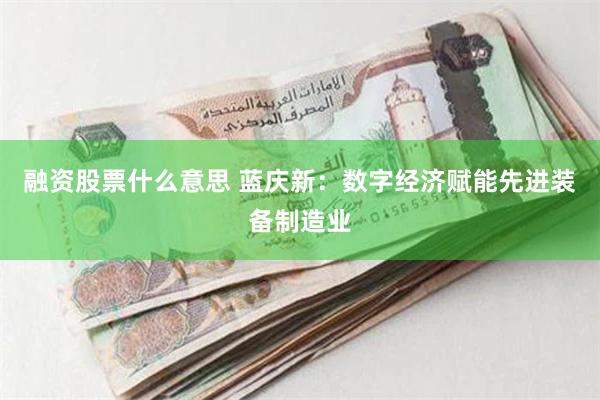 融资股票什么意思 蓝庆新：数字经济赋能先进装备制造业